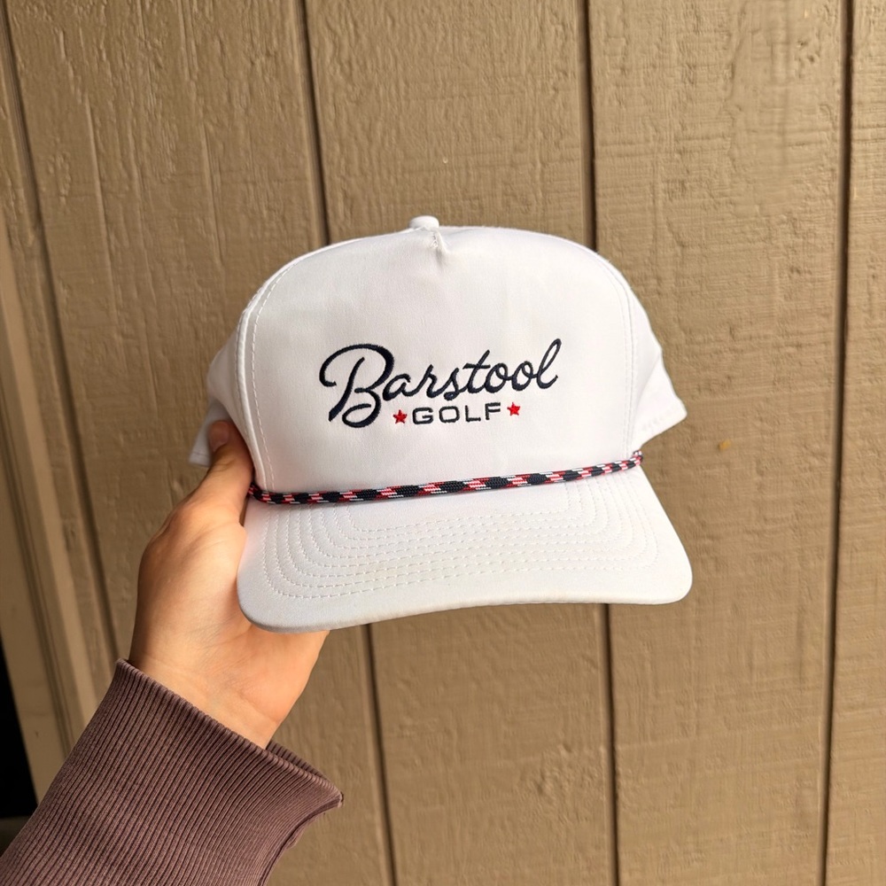 Barstool Golf Kids White Rope-Trim Cap